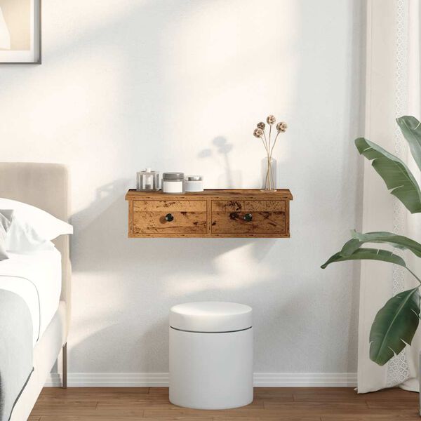 vidaXL Estante de pared con cajones madera contrachapada madera vieja