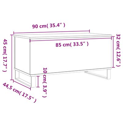 vidaXL Mesa de centro madera contrachapada blanco 90x44,5x45 cm