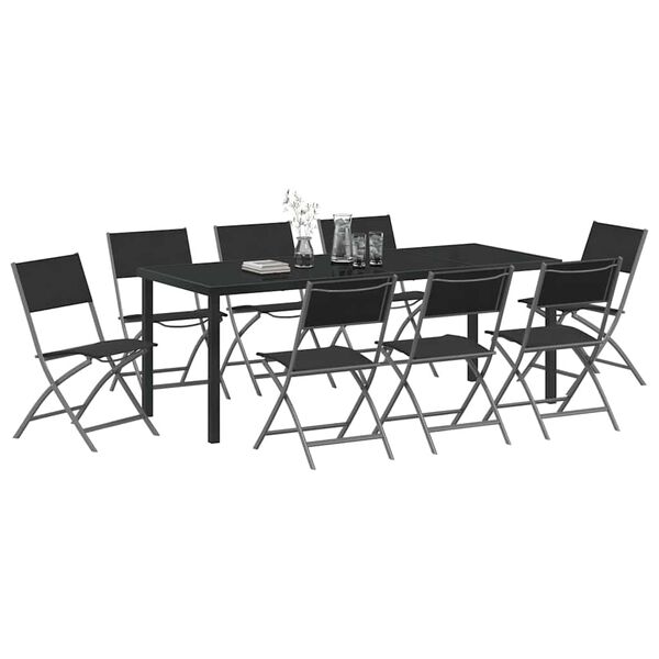 vidaXL Conjunto de Comedor de Jard&iacute;n 9 pcs Negro
