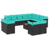 vidaXL Set de sof&aacute;s de jard&iacute;n y cojines 13 pzas rat&aacute;n sint&eacute;tico negro