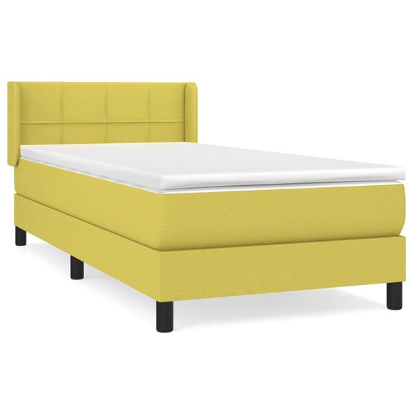 vidaXL Cama box spring con colch&oacute;n tela verde 90x190 cm