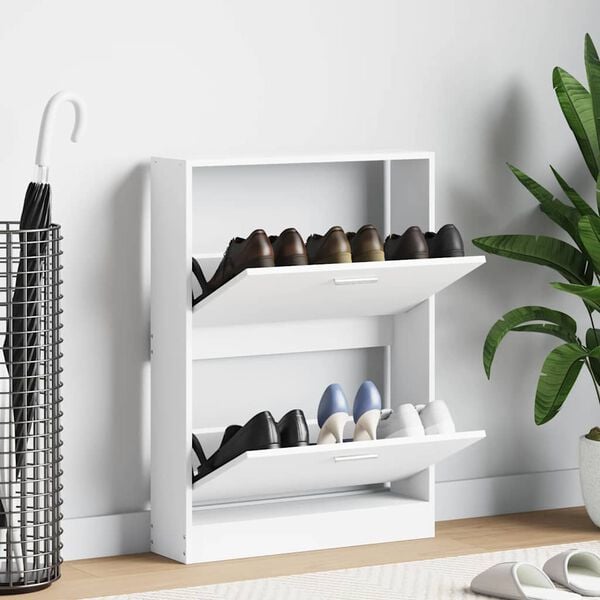 vidaXL Zapatero blanco 59x17x81 cm Madera de ingenier&iacute;a