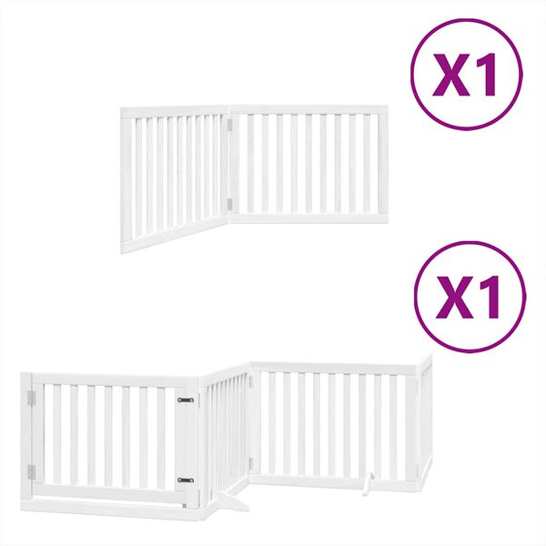 vidaXL Puerta de perros plegable 6 paneles madera &aacute;lamo blanca 480 cm