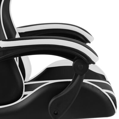 vidaXL Silla gaming con reposapiés cuero sintético negro y blanco