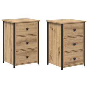 vidaXL Armario de Noche con caj&oacute;n 2 pcs Marr&oacute;n 40 x 36 x 60 cm
