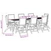 vidaXL Juego comedor de jard&iacute;n 9 pzas madera maciza acacia y textileno