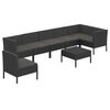 vidaXL Set de muebles de jard&iacute;n 8 pzas y cojines rat&aacute;n sint&eacute;tico negro