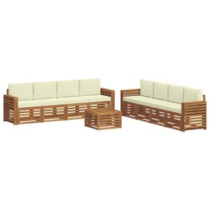 vidaXL Juegos de sof&aacute;s 9 pcs Natural y Crema Madera de Acacia S&oacute;lida