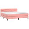 vidaXL Cama box spring colch&oacute;n y LED terciopelo rosa 160x200 cm