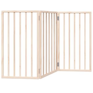 vidaXL Puerta para perros plegable de 3 paneles, 150 cm, madera de álamo
