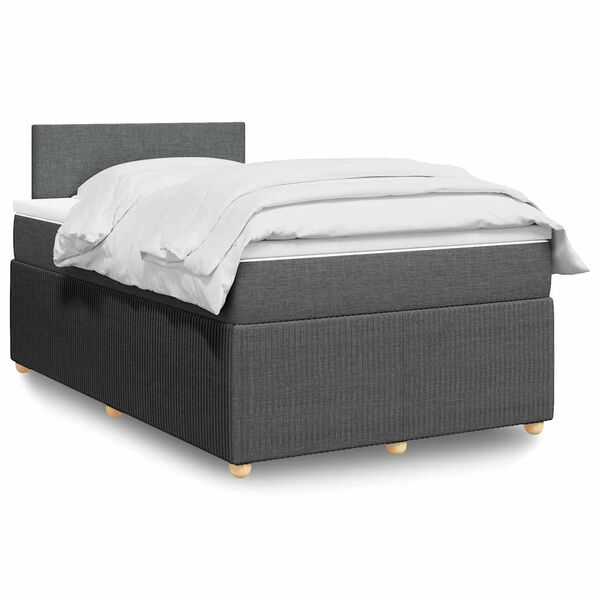 vidaXL Cama box spring con colch&oacute;n tela gris oscuro 120x200 cm