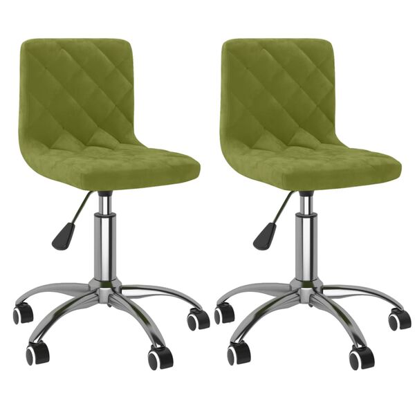 vidaXL Sillas de comedor giratorias 2 uds de terciopelo verde claro