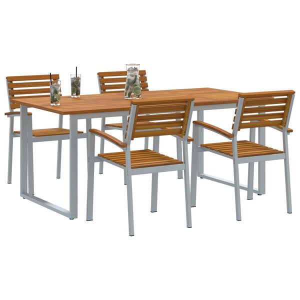 vidaXL Conjunto de Comedor de Jardín 5 pcs Gris y marrón