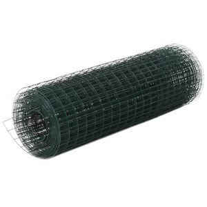 vidaXL Alambrada de gallinero acero recubrimiento PVC verde 25x0,5 m