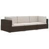 vidaXL Set sof&aacute;s de jard&iacute;n 3 piezas y cojines rat&aacute;n sint&eacute;tico marr&oacute;n