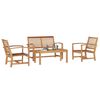 vidaXL Conjunto de sof&aacute;s de jard&iacute;n 4 pcs Natural Madera de teca maciza
