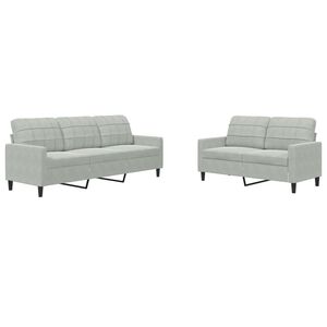 vidaXL Juego de sof&aacute;s con cojines 2 piezas terciopelo gris claro