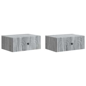 vidaXL Mesita de Noche de Pared 2 pcs Gris Sonoma 49 x 34,5 x 20 cm