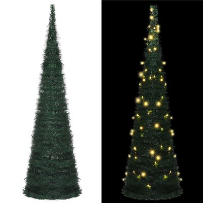 vidaXL Árbol de Navidad emergente preiluminado con luces verde 150 cm