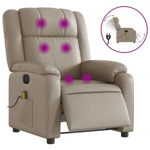 vidaXL Sill&oacute;n reclinable de masaje el&eacute;ctrico cuero sint&eacute;tico capuchino