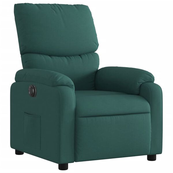 vidaXL Sill&oacute;n reclinable el&eacute;ctrico tela verde oscuro