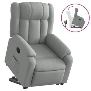 vidaXL Sill&oacute;n el&eacute;ctrico reclinable elevable de tela marr&oacute;n oscuro