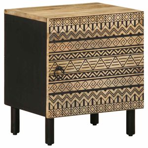 vidaXL Mesita de noche madera maciza mango rugosa negro 40x33,5x46 cm