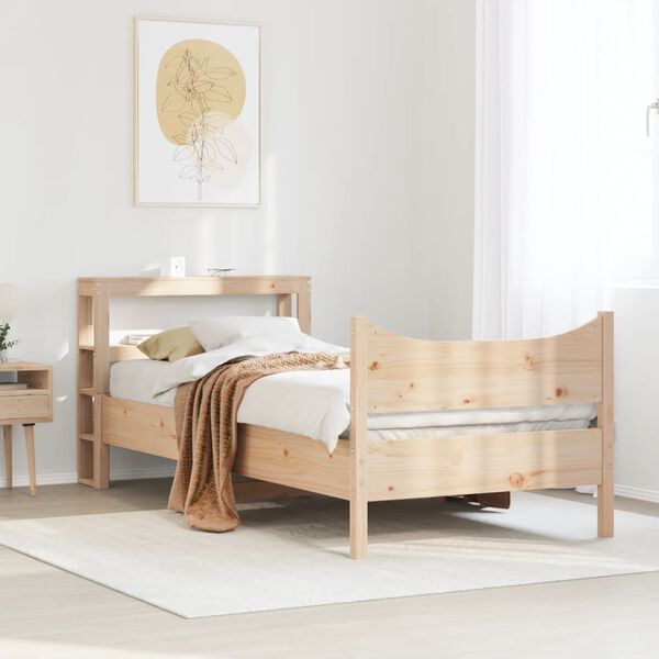 vidaXL Estructura de cama con cabecero madera maciza pino 75x190 cm