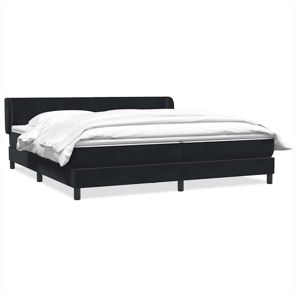 vidaXL Cama box spring con colchones terciopelo negro 180x210 cm