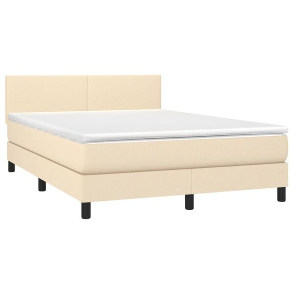 vidaXL Cama box spring con colch&oacute;n tela color crema 140x190 cm