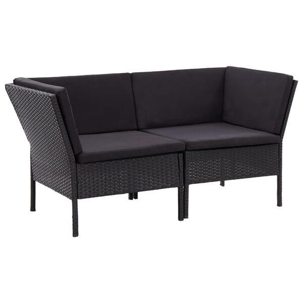 vidaXL Set muebles de jard&iacute;n 8 piezas y cojines rat&aacute;n sint&eacute;tico negro