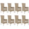 vidaXL Set comedor de jardín 9 pzas con cojines ratán sintético beige