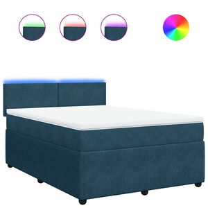 vidaXL Cama box spring con colch&oacute;n terciopelo azul 140x200 cm