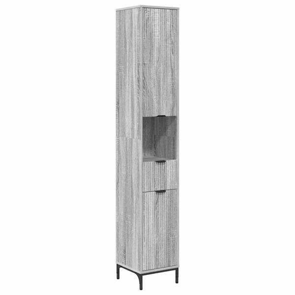 vidaXL Gabinete de Ba&ntilde;o con caj&oacute;n Gris Sonoma 31,5 x 33 x 190 cm
