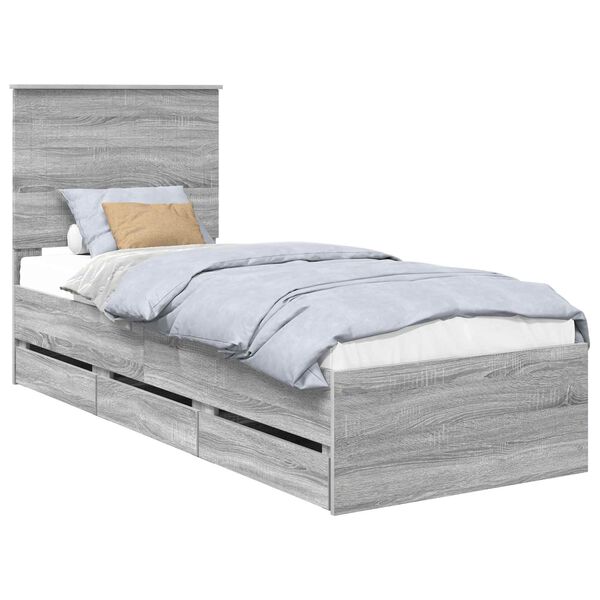 vidaXL Estructura de cama Gris Sonoma 75 x 190 cm Madera Ingenieril