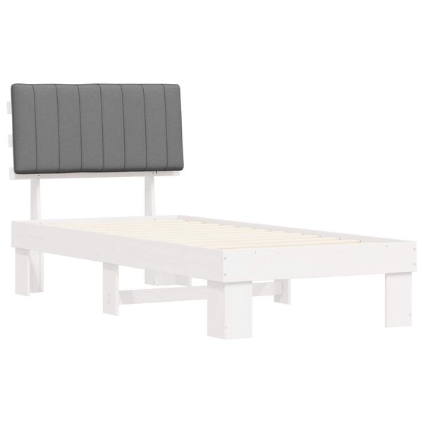 vidaXL Estructura de Cama con Cabecera Tapizada Gris Claro 90 x 200 cm