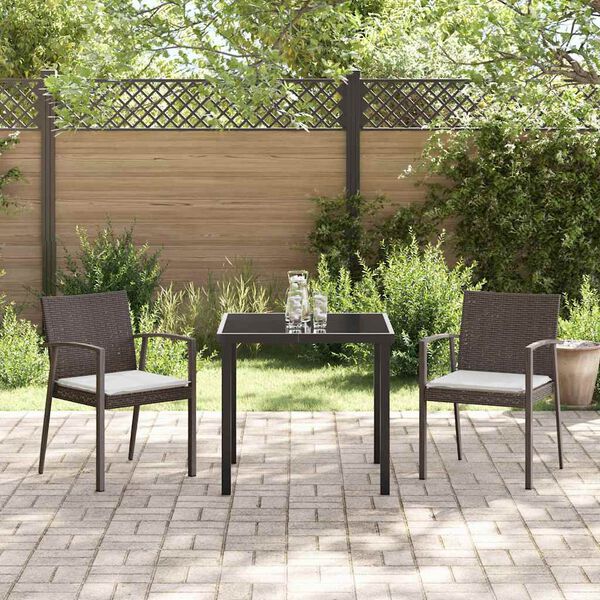 vidaXL Conjunto de Comedor de Jardín 3 pcs Marrón Poliratán