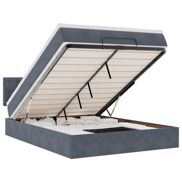 vidaXL Estructura cama otomana con colch&oacute;n gris oscuro 140x200cm