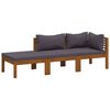 vidaXL Muebles de jard&iacute;n 3 pzas cojines madera maciza de acacia