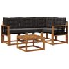 vidaXL Conjunto de sof&aacute;s de exterior con coj&iacute;n 5 pcs Natural y negro
