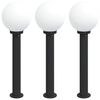 vidaXL Balizas de luz, 3 unidades, 80 cm, color negro, IP44
