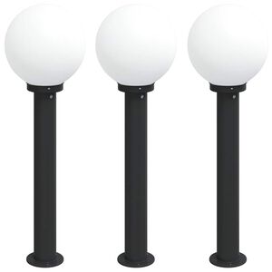 vidaXL Balizas de luz, 3 unidades, 80 cm, color negro, IP44