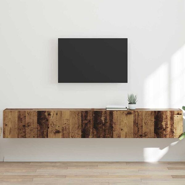vidaXL Mueble de TV Montado en la Pared 2 pcs Madera Vieja