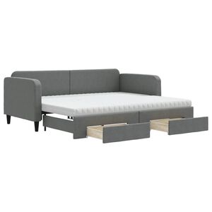 vidaXL Sof&aacute; cama nido con cajones tela gris oscuro 90x190 cm