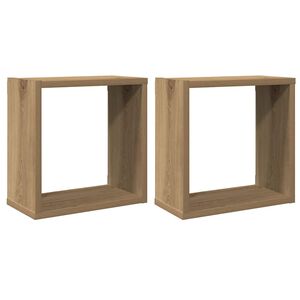 vidaXL Estantes cubo de pared 2 uds madera roble artisan 30x15x30 cm