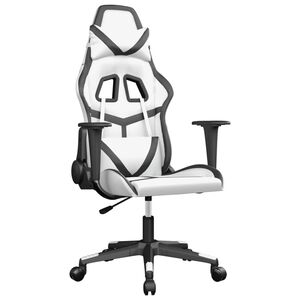 vidaXL Silla gaming de masaje cuero sint&eacute;tico blanco y negro