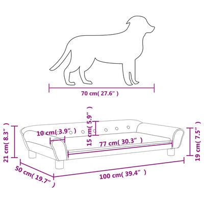 vidaXL Cama para perros de terciopelo marrón 100x50x21 cm