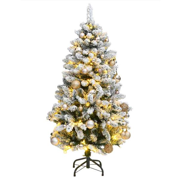 vidaXL &Aacute;rbol de Navidad artificial con bisagras 150 LED y bolas 150 cm