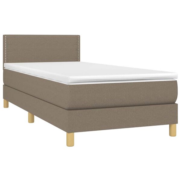 vidaXL Cama box spring con colch&oacute;n LED tela gris taupe 90x200 cm