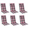 vidaXL Cojines de silla respaldo alto 6 uds tela Oxford a cuadros rojo